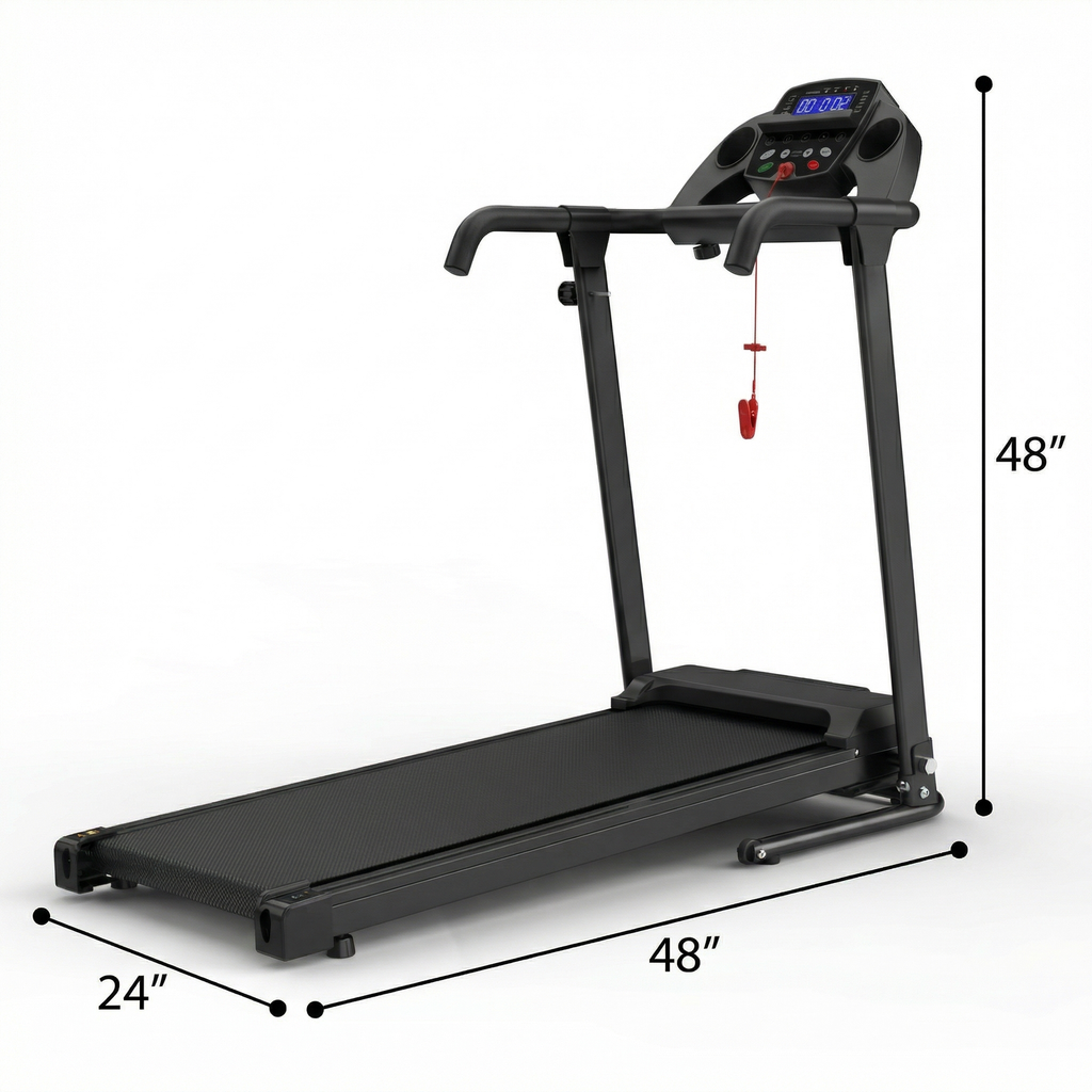 Foldable Treadmill for Home, 2.5HP Portable Treadmill with Handles, 300 lbs Capacity, APP Control & LED Display - Folding Walking Pad for Fitness