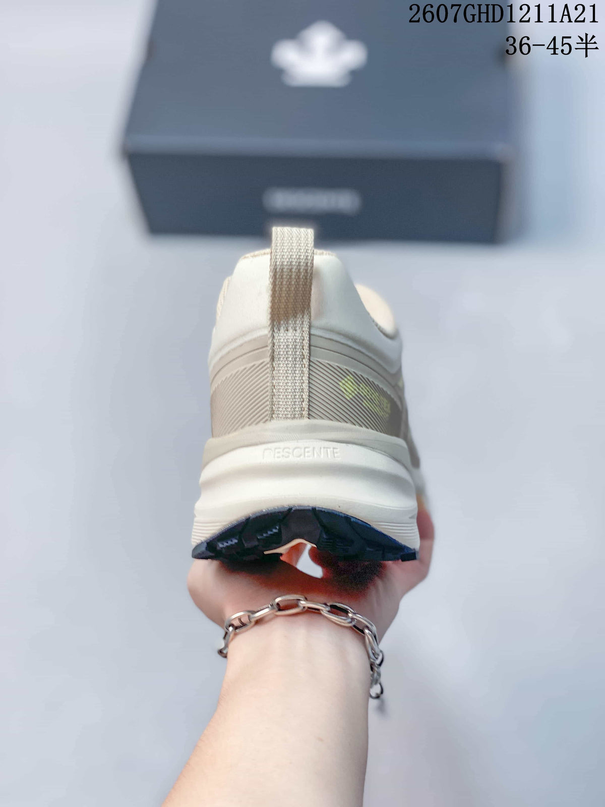 Rear view of the sneaker showing the heel pull tab, layered heel design, and outsole tread.