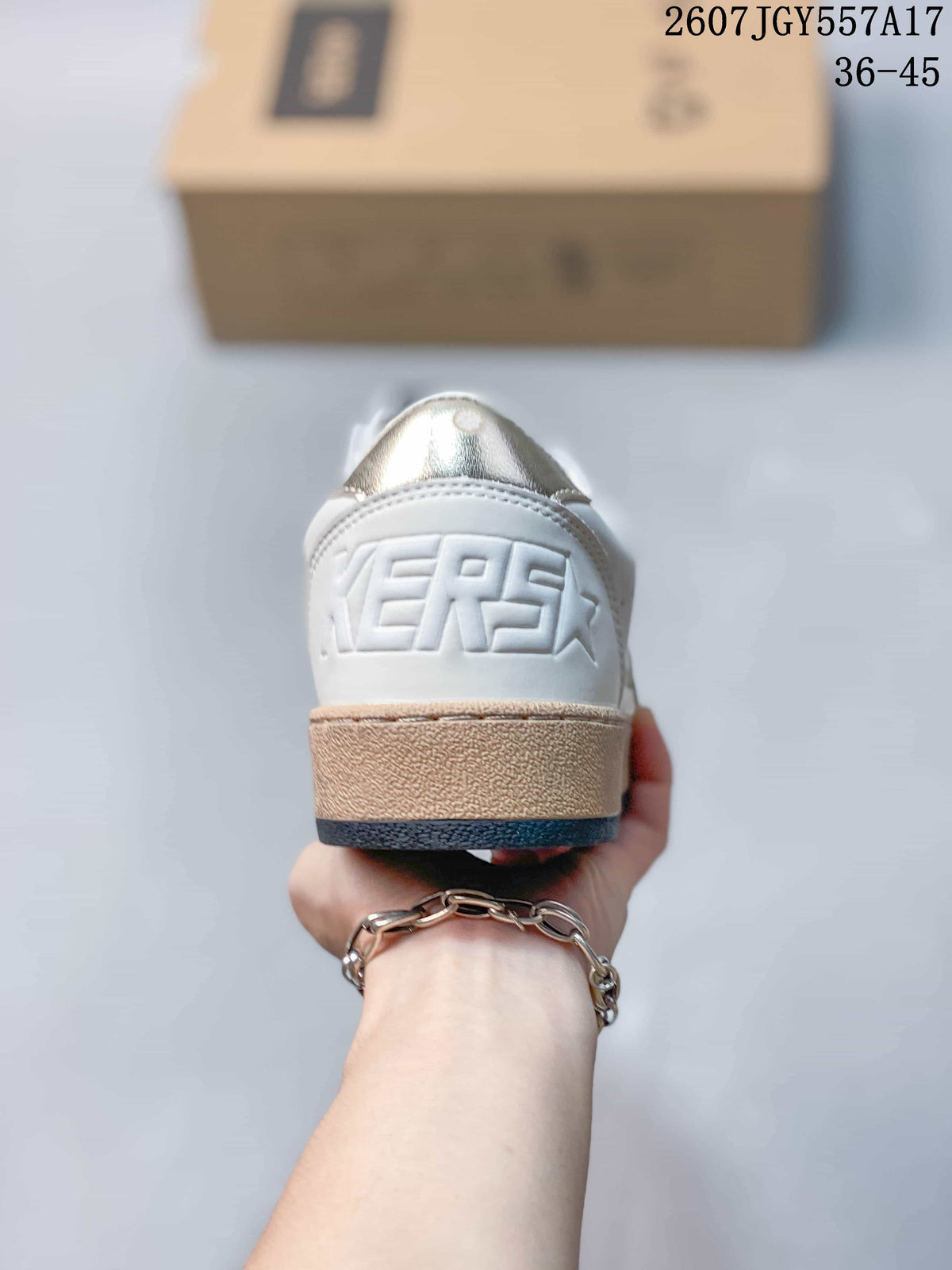 Rear view showing the embossed GGDB heel detail and gold heel accent.