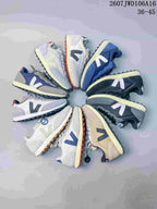 Group image showing multiple VEJA Rio Branco sneakers in blue, gray, white, black and neutral color combinations.