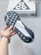 Close-up of the patterned outsole showing raised traction elements and ACG branding.