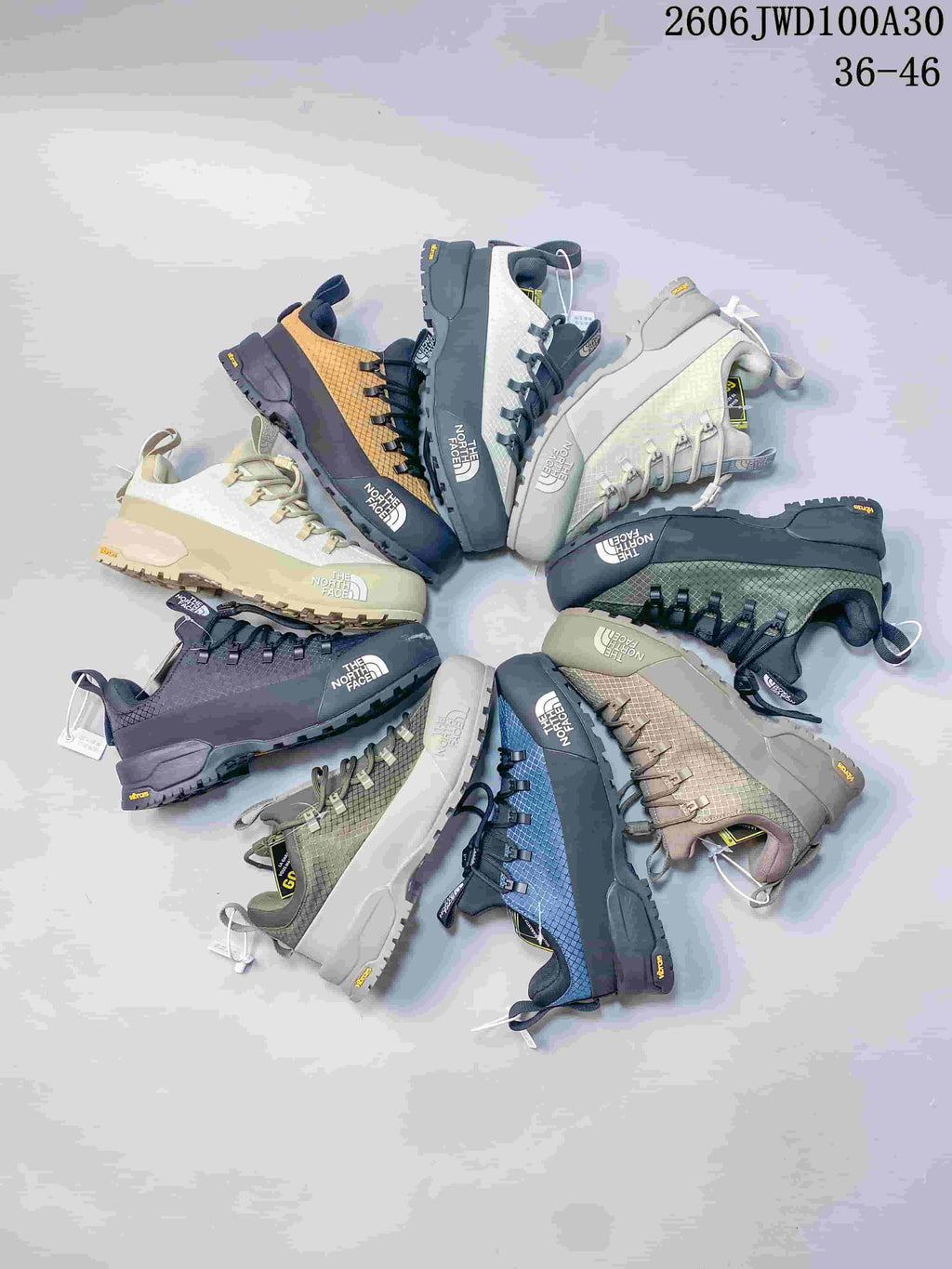 Group photo showing The North Face Glenclyffe shoes in multiple color combinations.