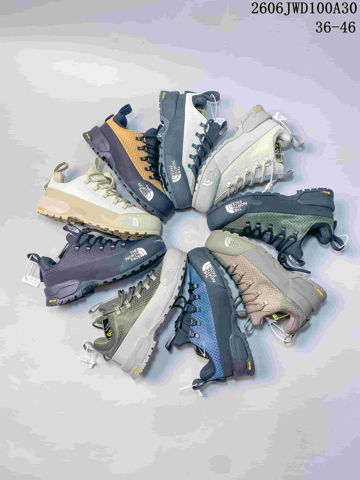 Group photo showing The North Face Glenclyffe shoes in multiple color combinations.