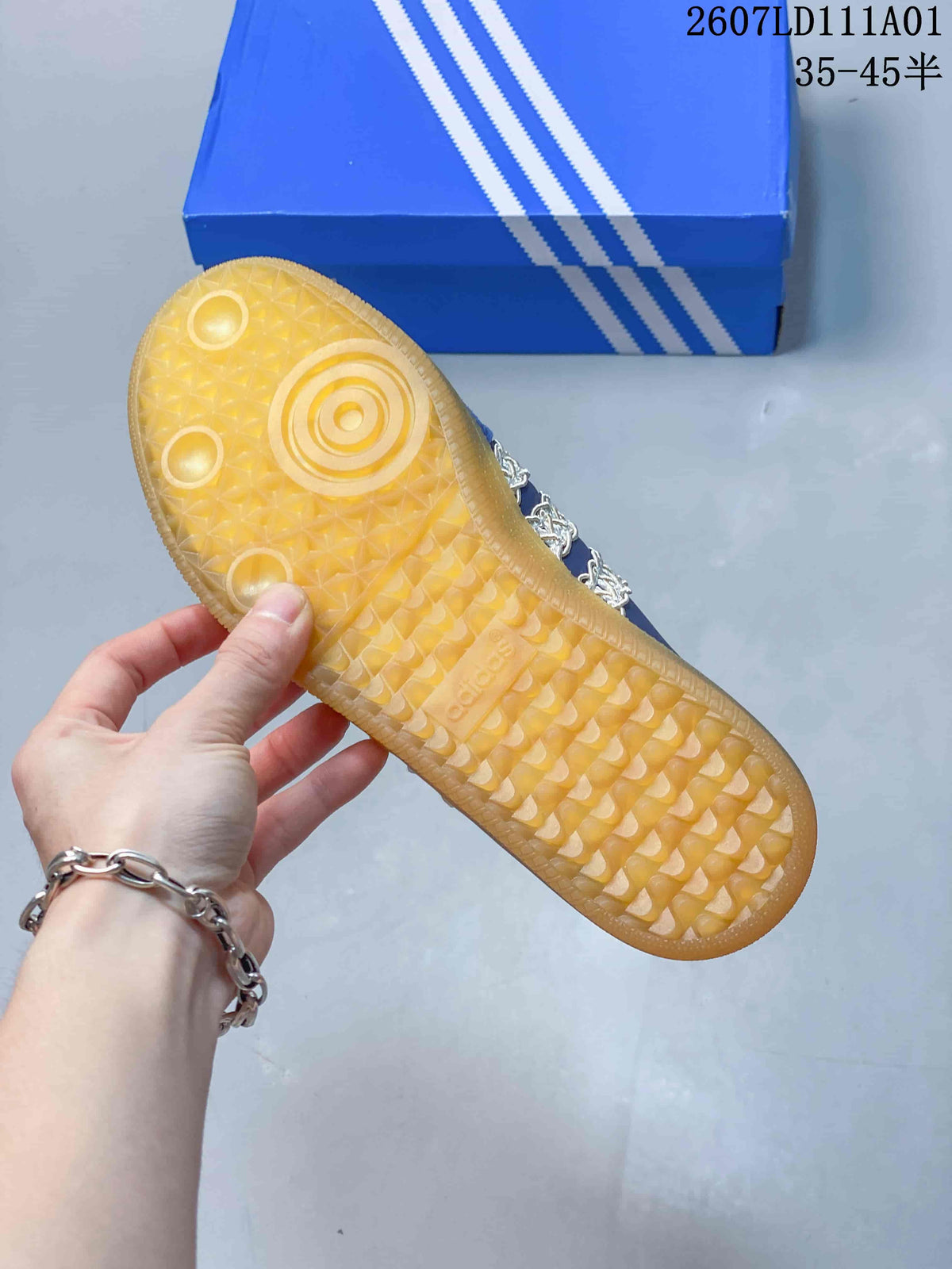 Close view of the translucent gum-colored outsole