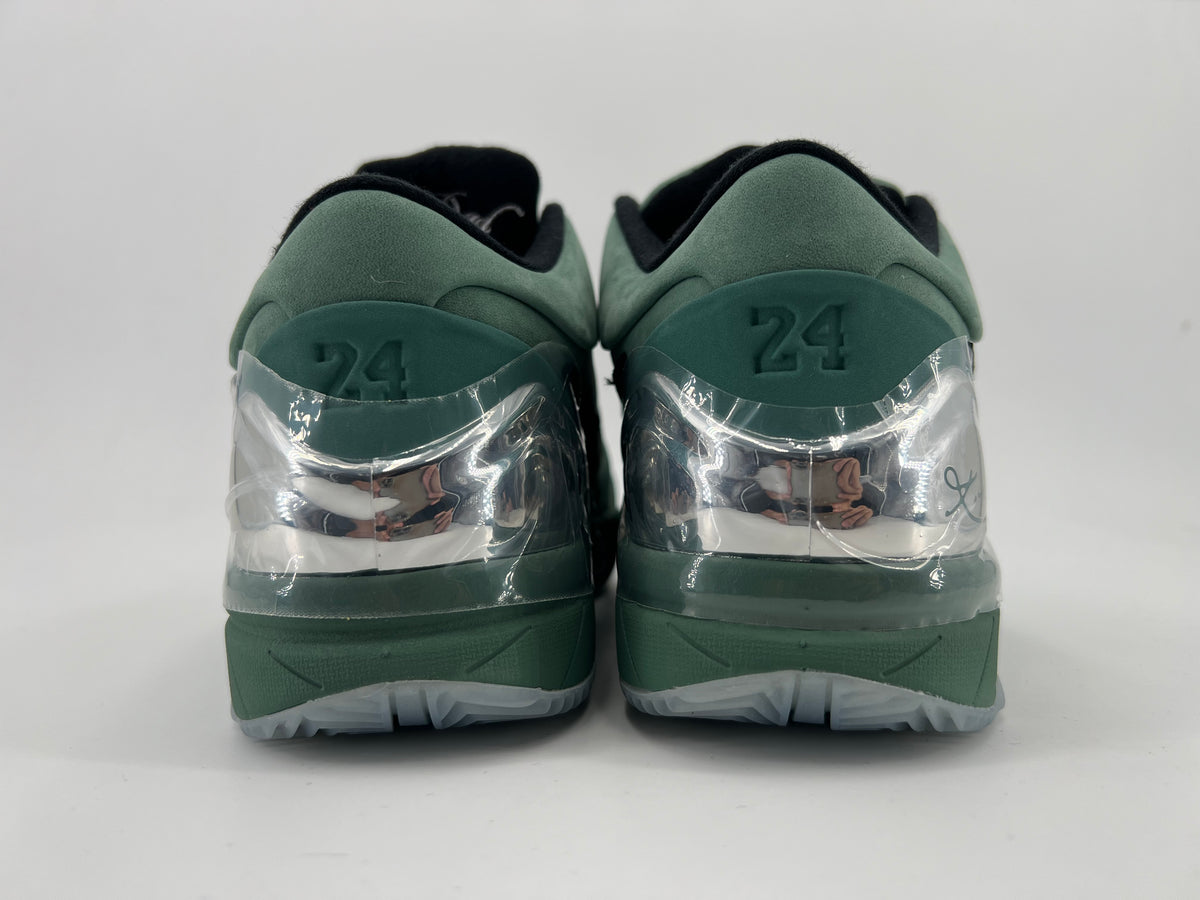 Rear view of both shoes showing heel details and clear accents