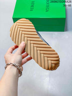 Close-up of the sneaker’s tan treaded outsole