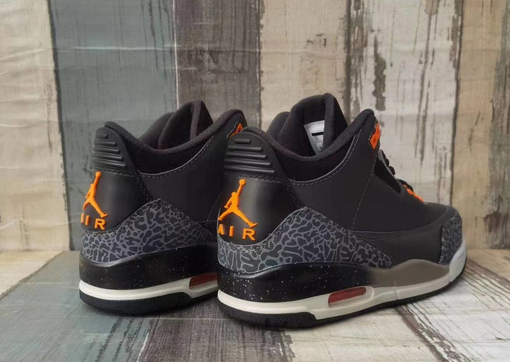 Jordan 3 Grey and Orange Men's Sneakers