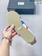 Close view of the textured gum-colored outsole and tread pattern.