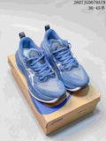 Pair of blue ASICS SUPERBLAST 2 running sneakers displayed on an ASICS shoe box; image text shows style code 2607JGD679A19 and a size range marked 36–45.5.