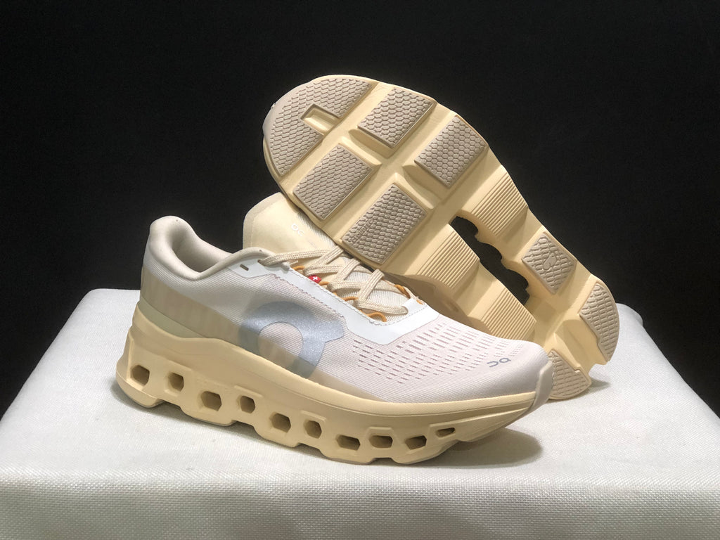 Angled view showing the shoe upper, open geometric midsole sections, and textured outsole.