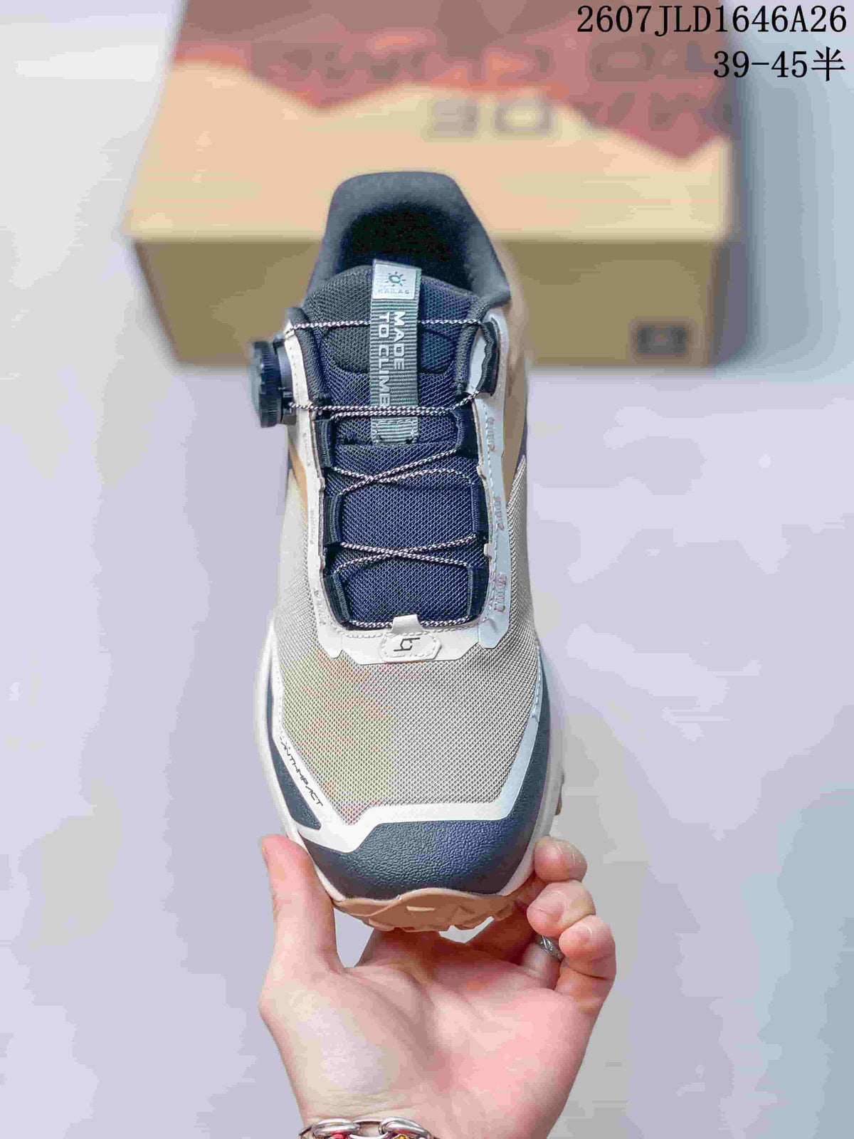 Top view showing the mesh toe box, layered lace area and BOA-style dial closure.