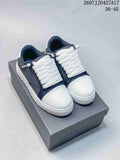 Pair of navy and white NUMERIS low-top sneakers displayed on a black box; image text shows code 2607JJD427A17 and size range 36–45.