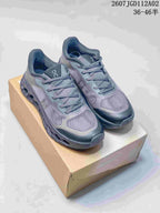 Pair of gray On Cloudtilt Remix sneakers shown on a box, with the listed size range printed above.