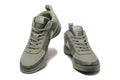 Pair of grey patterned Nike Book 1 sneakers shown from the front
