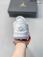 Rear view showing the padded heel, raised Jordan 23 detail and layered sole.