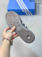 Close view of the sneaker outsole showing a patterned tread and Adidas branding.