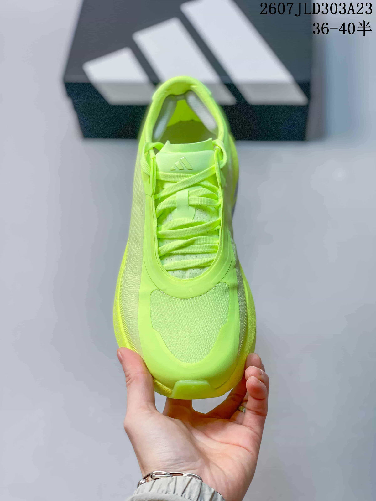 Top view showing the lace-up front, tongue, and mesh toe panel.