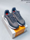 Pair of black and gray Timberland low-top sneakers displayed on an orange and white shoebox; the image overlay reads 2607JXD796A26 and 40-45.
