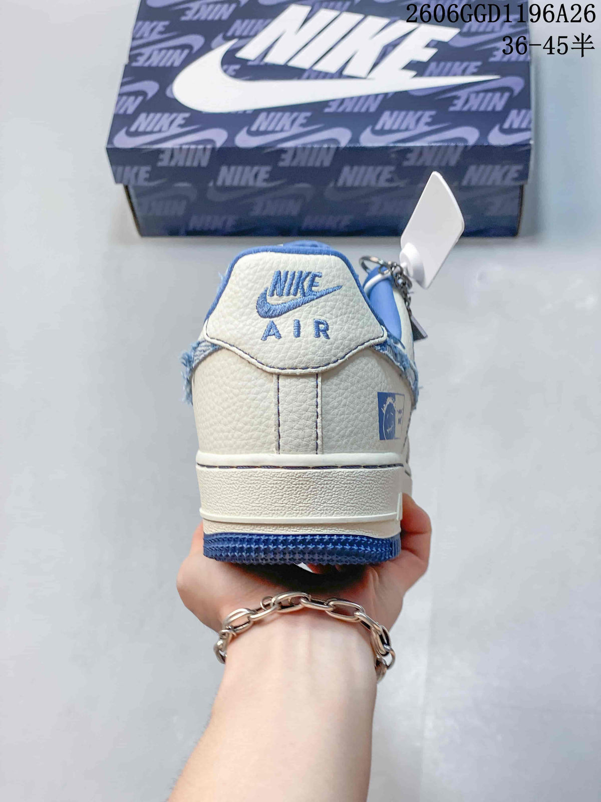 Rear view showing the heel label and blue outsole