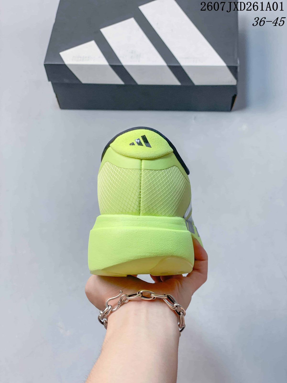 Rear view showing the heel and sculpted sole of the running shoe