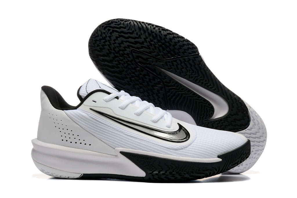 Nike basketball shoe pair showing the side profile and patterned outsole