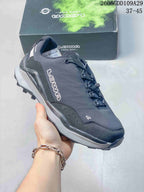 Angled view of the dark gray LOWA outdoor shoe
