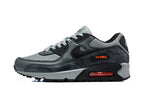 Nike Air Max 90 Sneakers, Grey and Black with Orange Accents