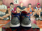 Rear view of the basketball shoes showing the heels and dark outsoles.