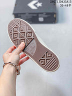Close-up of the patterned rubber outsole showing Converse One Star branding.