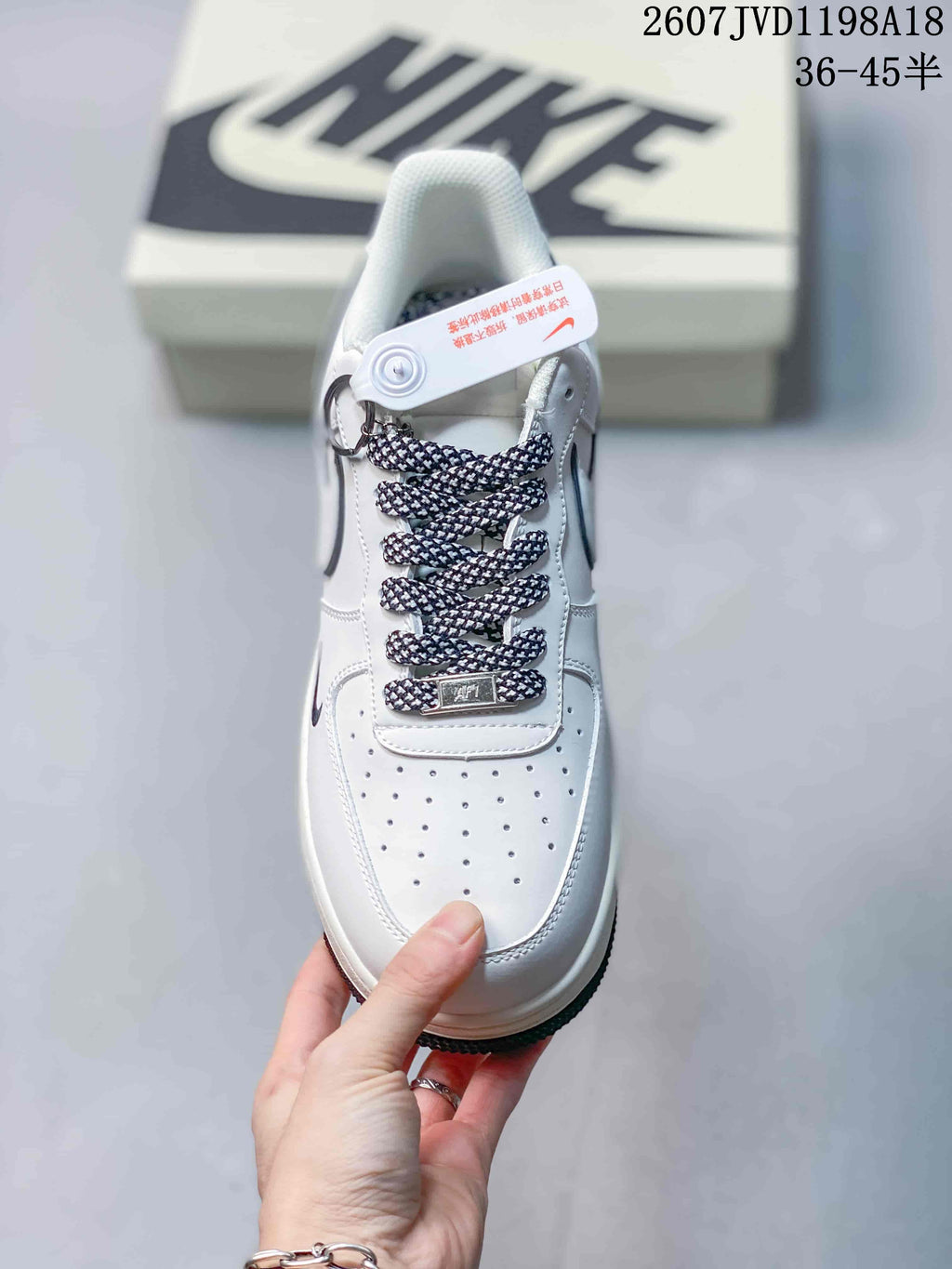 Top view showing the perforated toe box, patterned laces and metal lace detail.