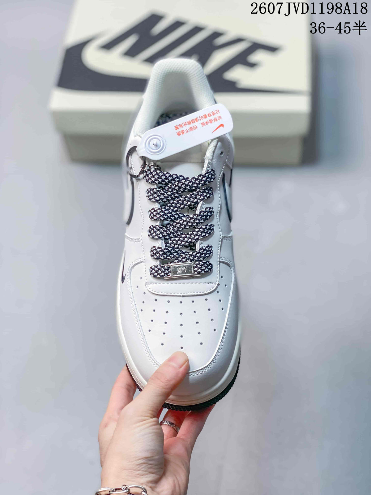 Top view showing the perforated toe box, patterned laces and metal lace detail.