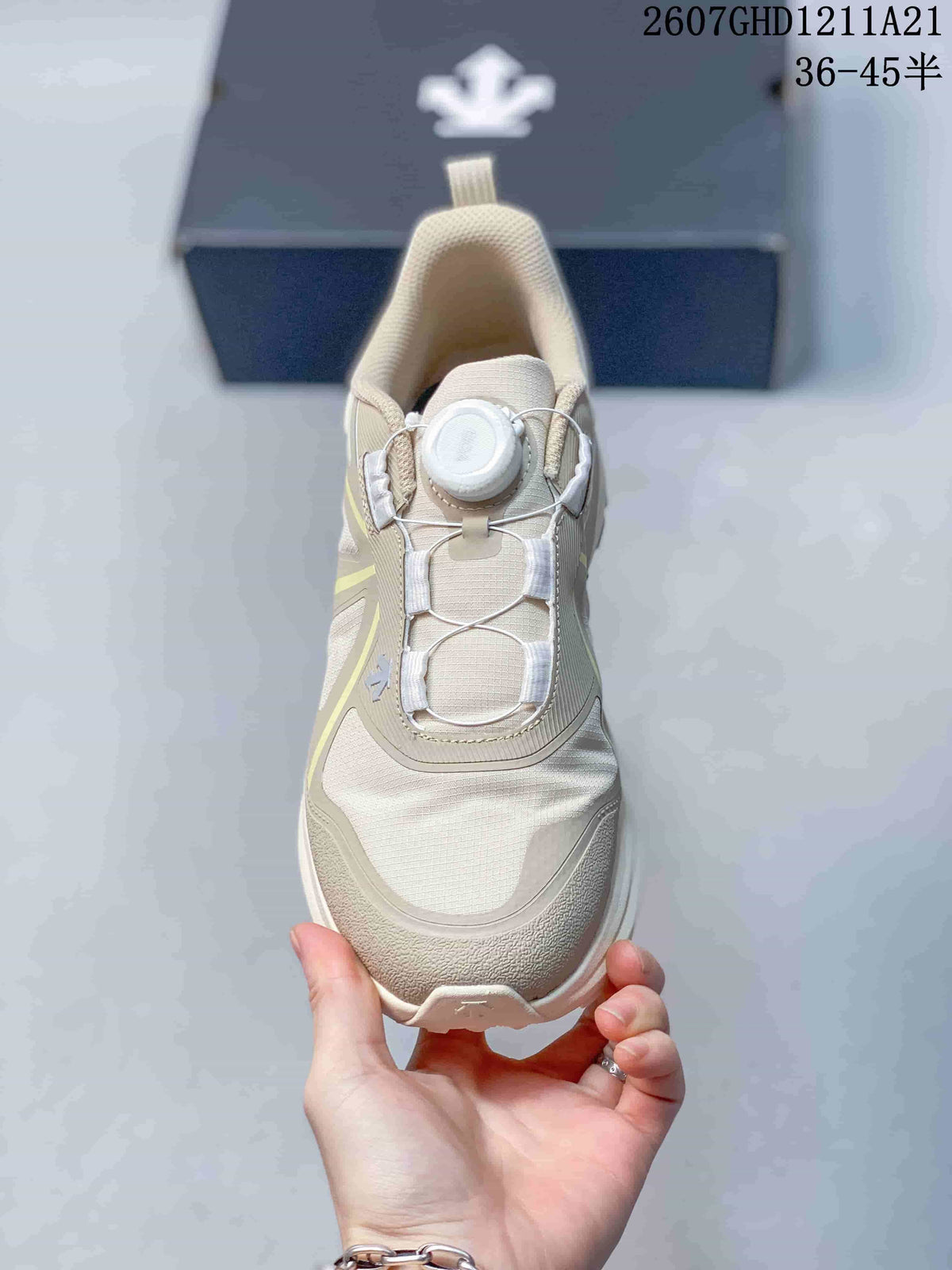 Top view of the sneaker showing the BOA dial, wire lacing system, and padded collar.
