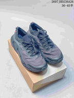 Pair of dark gray On trail running shoes displayed on a shoebox; overlay text shows style code 2607JHD236A26 and size range 36–45.5.