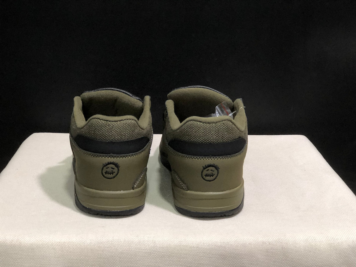 Rear view showing the padded collars, heel panels, and circular heel details.