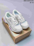 Pair of white and silver ASICS GEL-NYC 2.0 sneakers with lavender accents