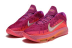 Pair of pink and purple Nike GT Hustle 3 basketball shoes, front three-quarter view.