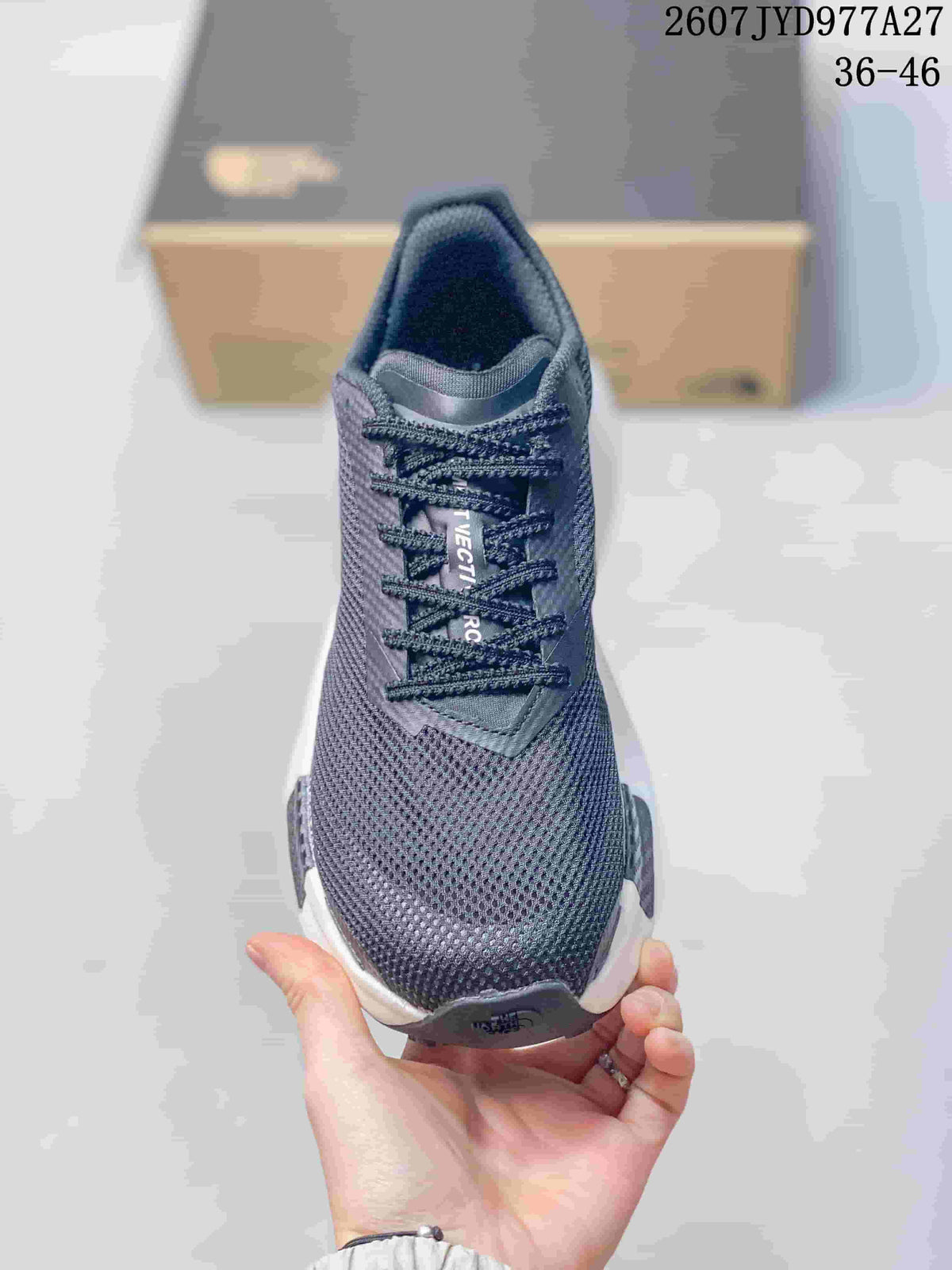 Top view showing the dark mesh toe box, laces, and Vectiv Pro tongue branding.