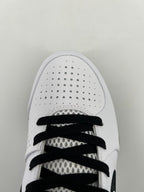 Top view of the shoe toe and laces