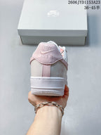 Rear view showing blush-pink heel trim and a subtle rose motif; image overlay shows 36–45.5.