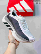 Neon yellow and dark gray adidas Hyperboost Edge M running shoe shown from the side.