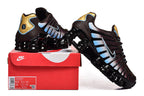 Nike Shox TL Sneakers in Dark Brown, Blue and Gold
