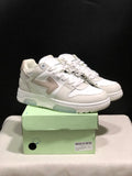 Pair of white low-top sneakers displayed on a pale green shoe box; the box label visibly shows size 41.