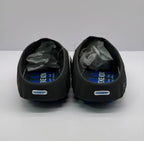 Front view of the pair showing the rear plaques marked Fragment and the blue-and-black footbeds.