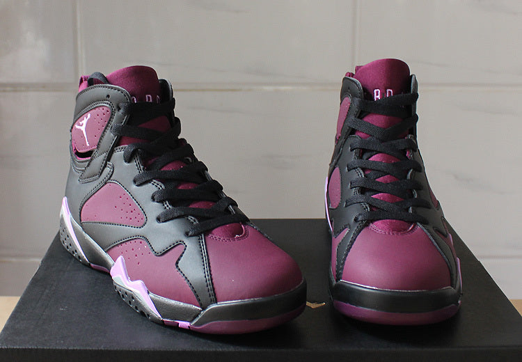 Air Jordan 7 Mulberry Black and Burgundy High-Top Sneakers