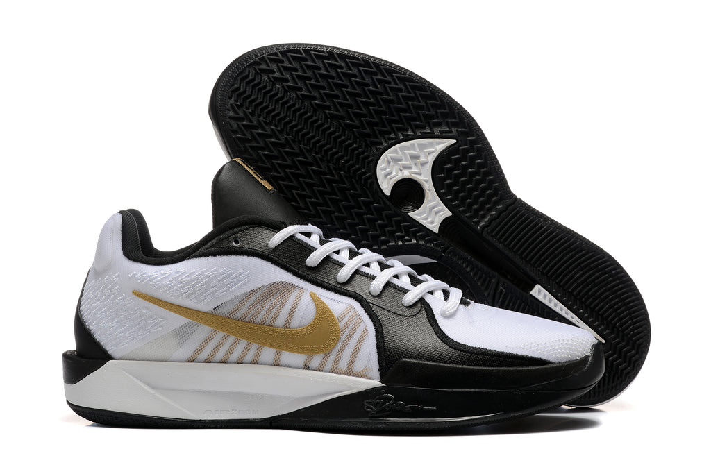 Basketball shoes with patterned black outsole visible