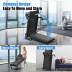 Foldable Treadmill for Home, 2.5HP Portable Treadmill with Handles, 300 lbs Capacity, APP Control & LED Display - Folding Walking Pad for Fitness