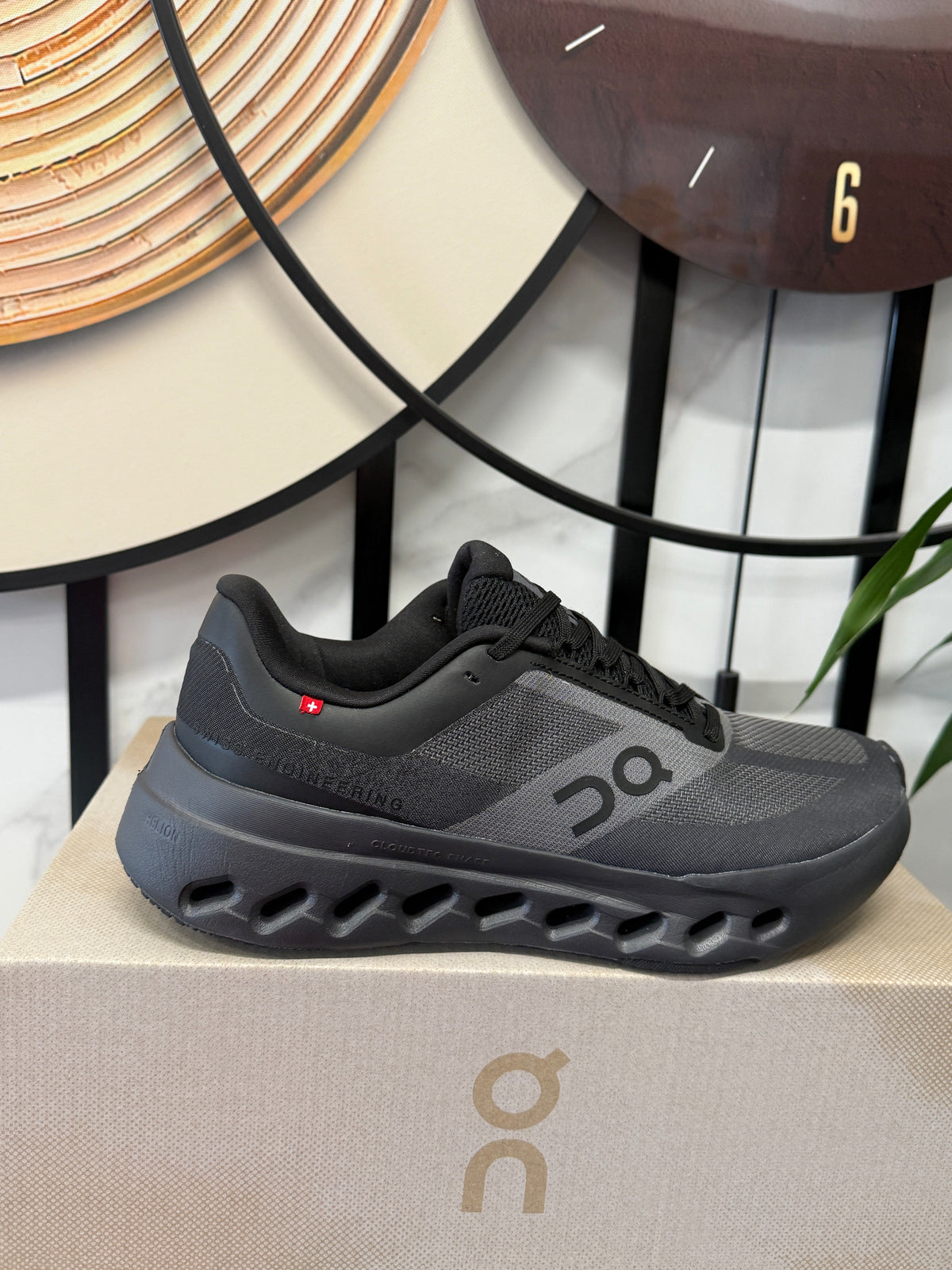 On Cloudsurfer Running Shoes, Black and Gray