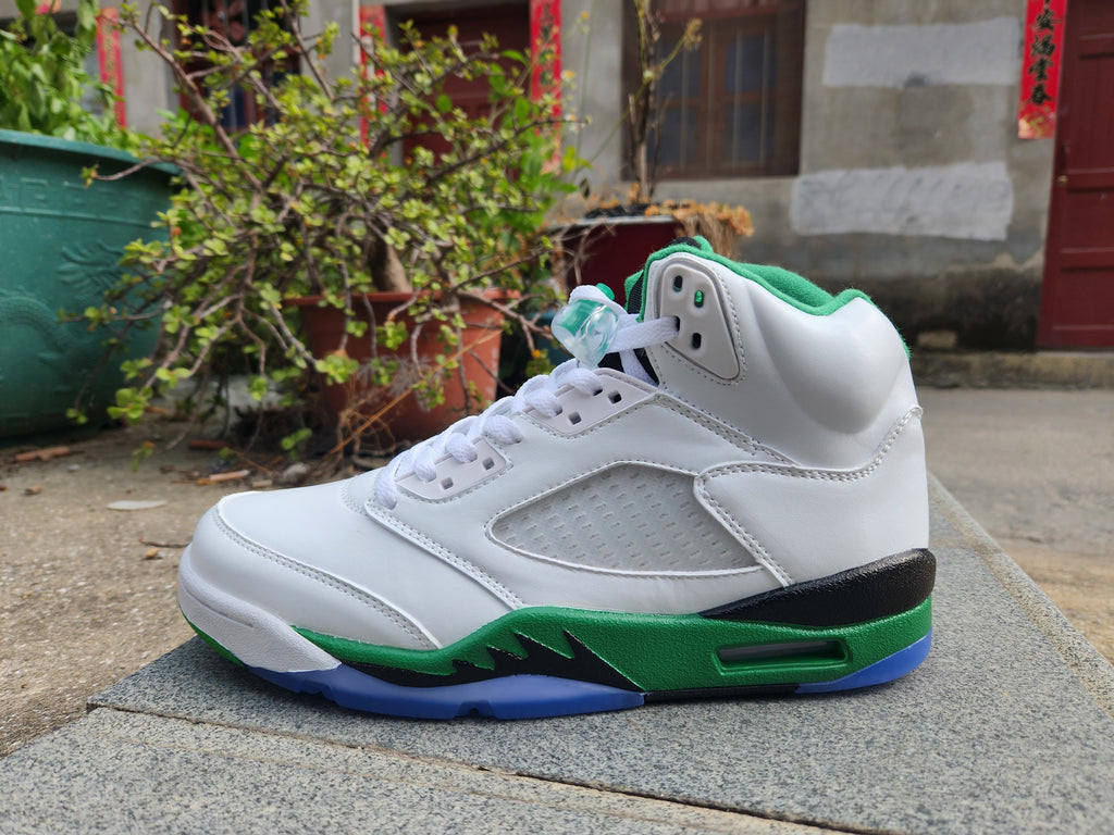 Jordan Air Jordan 5 White and Green High-Top Sneakers