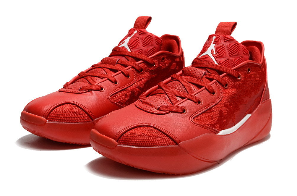 Pair of red Jordan Luka 39 shoes viewed from the front