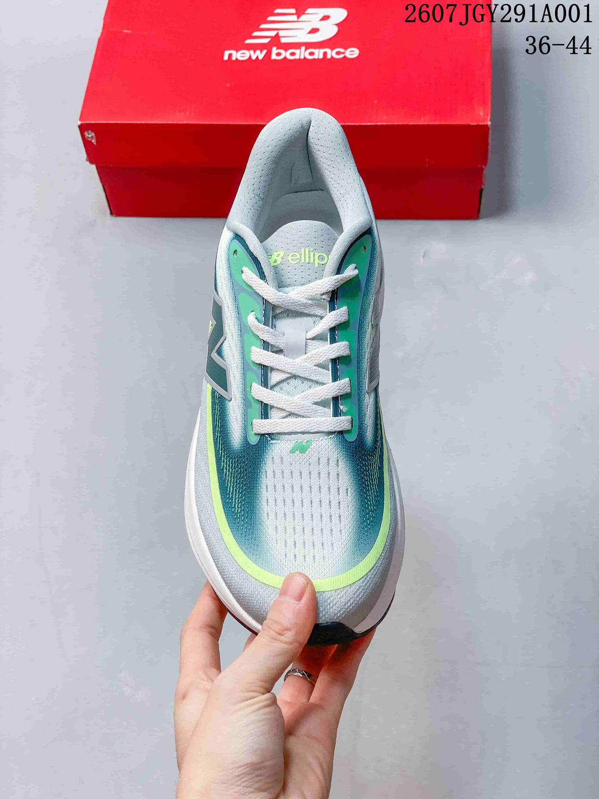 Top view showing the shoe laces and colored upper details.